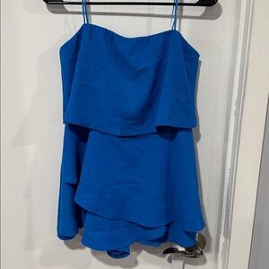 Blue Strapless Layered romper